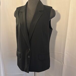 DKNY Lined Black Sleeveless Blazer Vest. Large. Pre-owned.